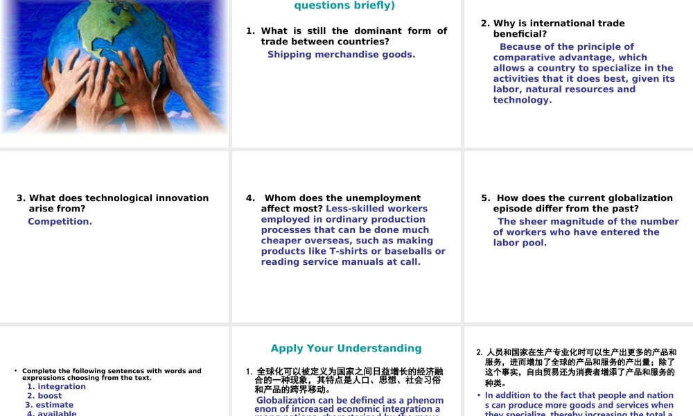 Unit One Globalization2011.ppt