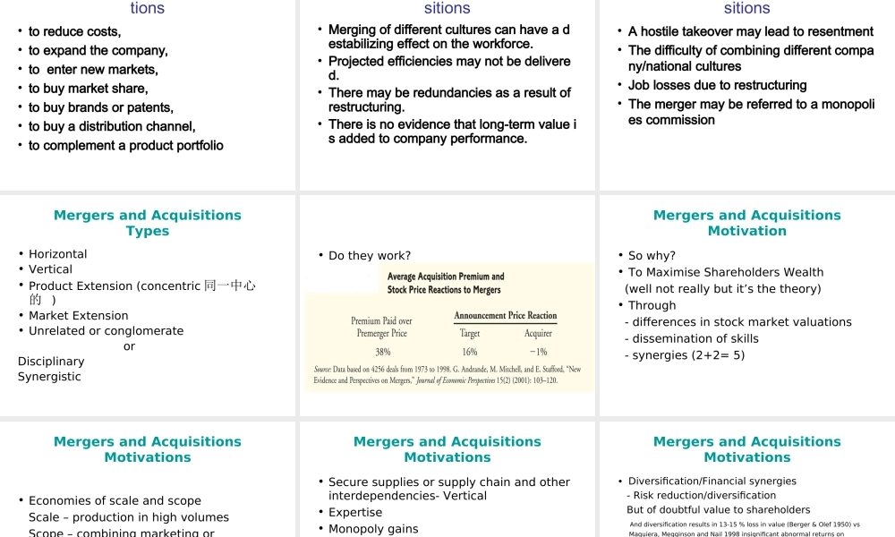 Unit Thirteen Mergers and Acquisitions2011.ppt