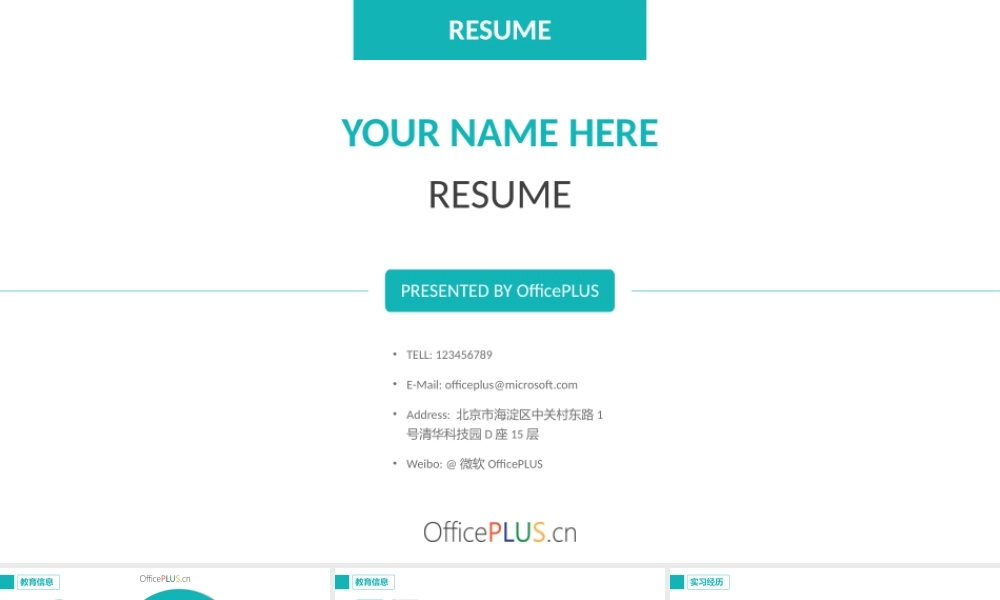 个性简历-清新简约-淡雅蓝绿.pptx
