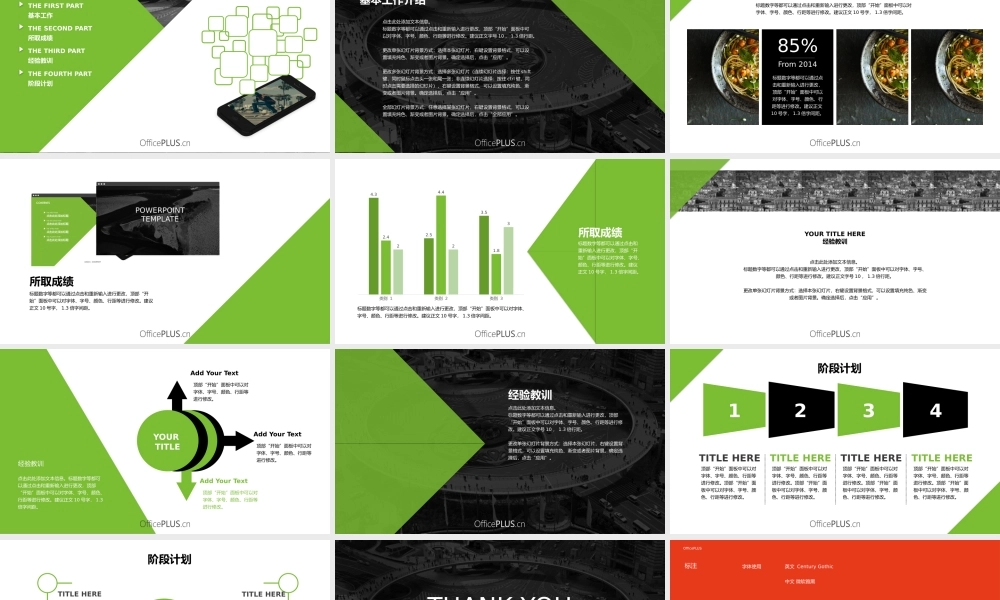 经典商务报告-简约扁平-黑绿-PPT模板.pptx
