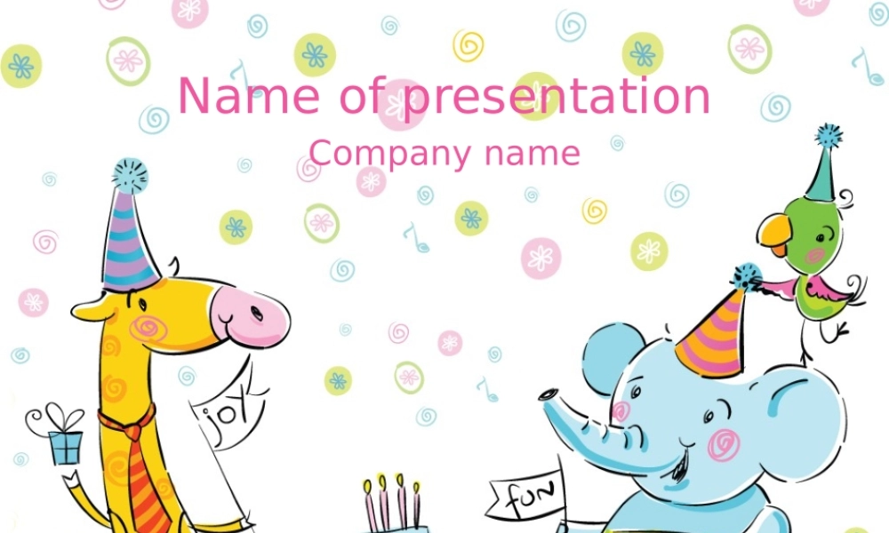 卡通动物生日幻灯片模板.ppt