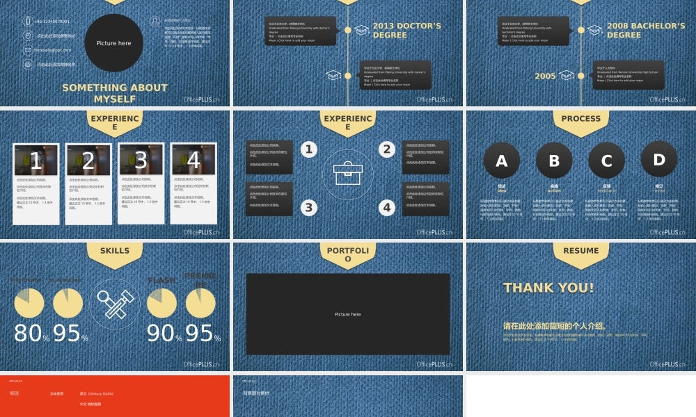 求职简历模板-牛仔布肌理-PPT模板.pptx