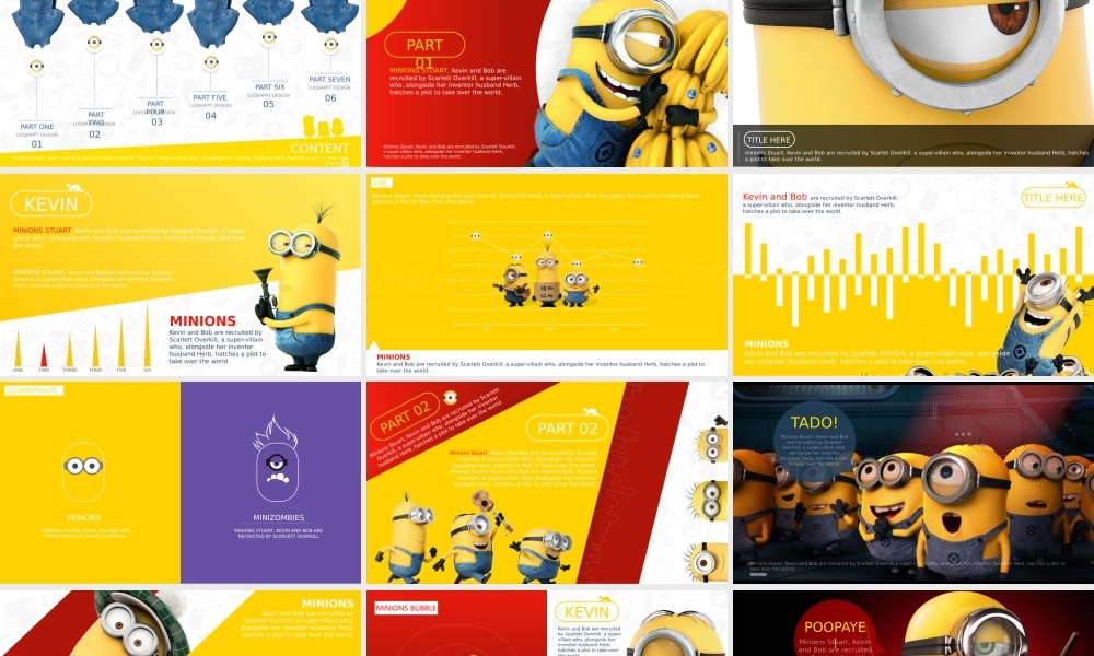 小黄人主题模板-历史如浮云唯香蕉与爱不可辜负.pptx