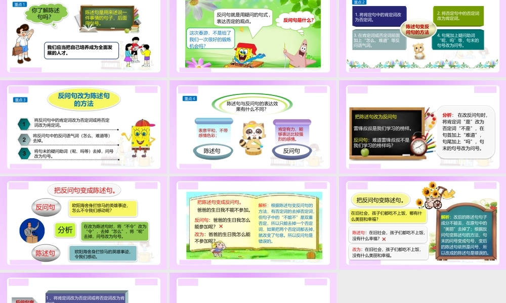 【精品】小升初语文知识点精讲 （陈述句与反问句句式转换）.ppt