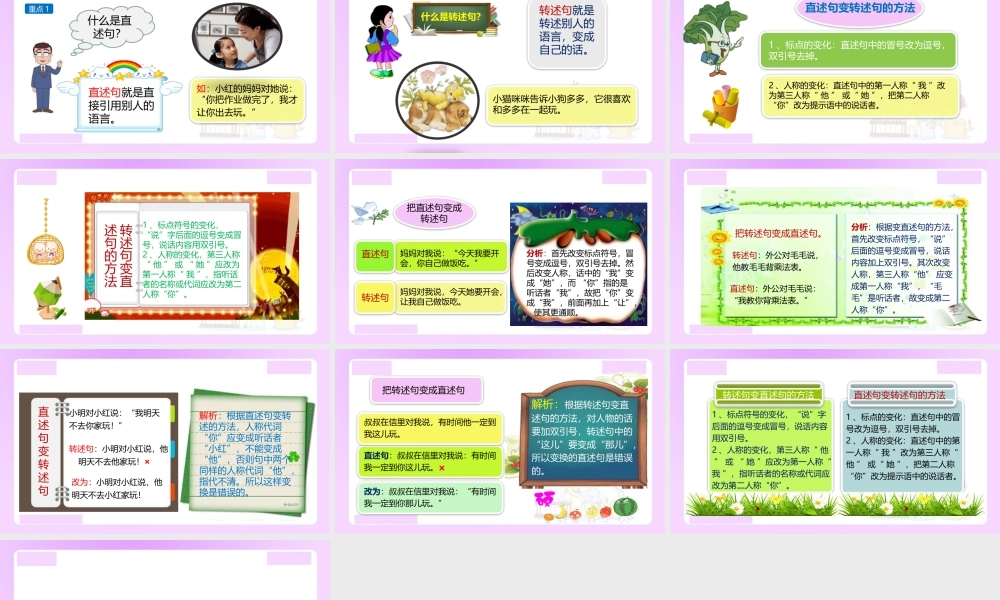 【精品】小升初语文知识点精讲 （转述句与直述句的互换）.ppt