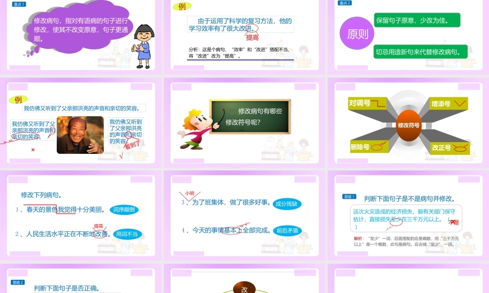 【精品】小升初语文知识点精讲 （修改病句的方法） .pptx