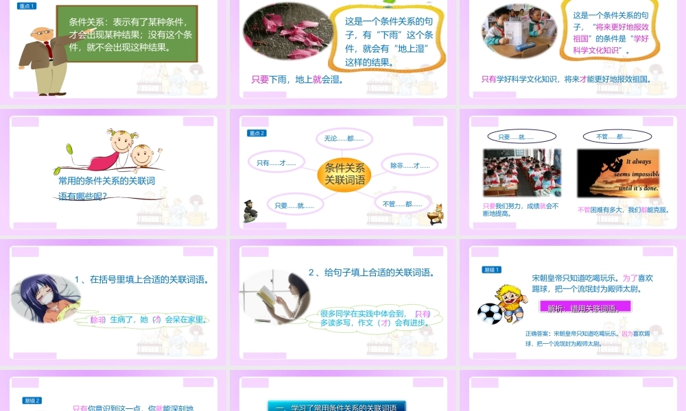 【精品】小升初语文知识点精讲 （条件关系的关联词语）.ppt