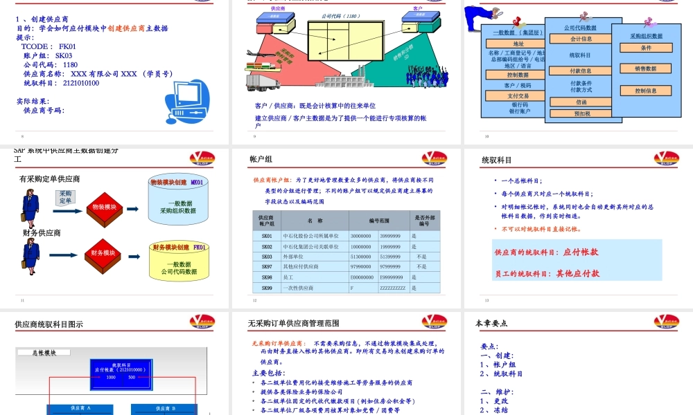 胜利油田有限公司最终用户培训SAP ERP 应付模块 培训讲义u6pec.ppt