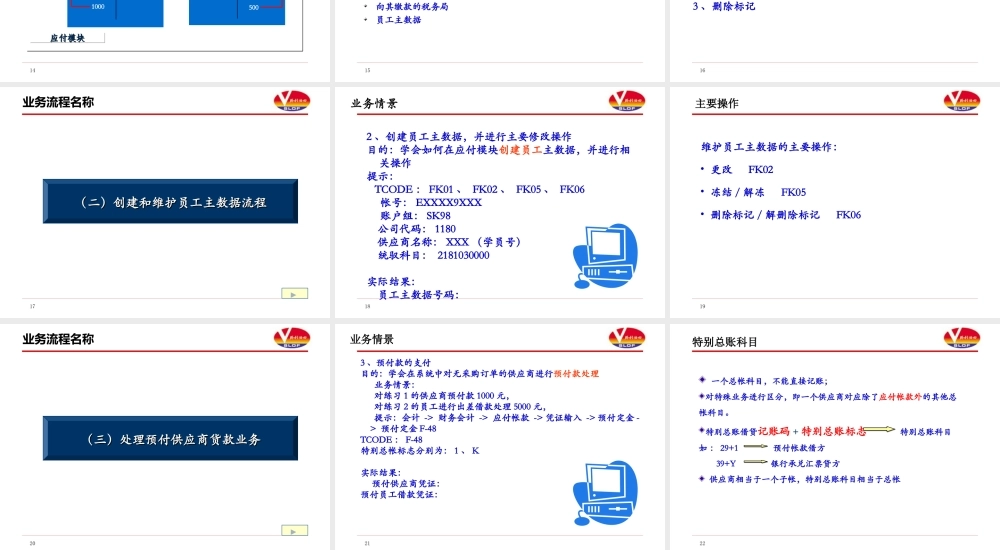 胜利油田有限公司最终用户培训SAP ERP 应付模块 培训讲义u6pec.ppt