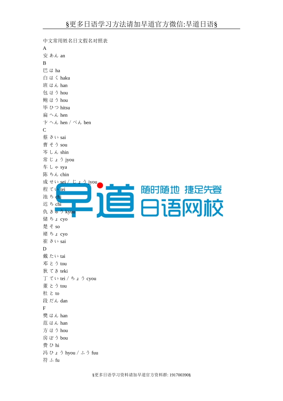 中文常用姓名日文假名对照表.doc_第1页