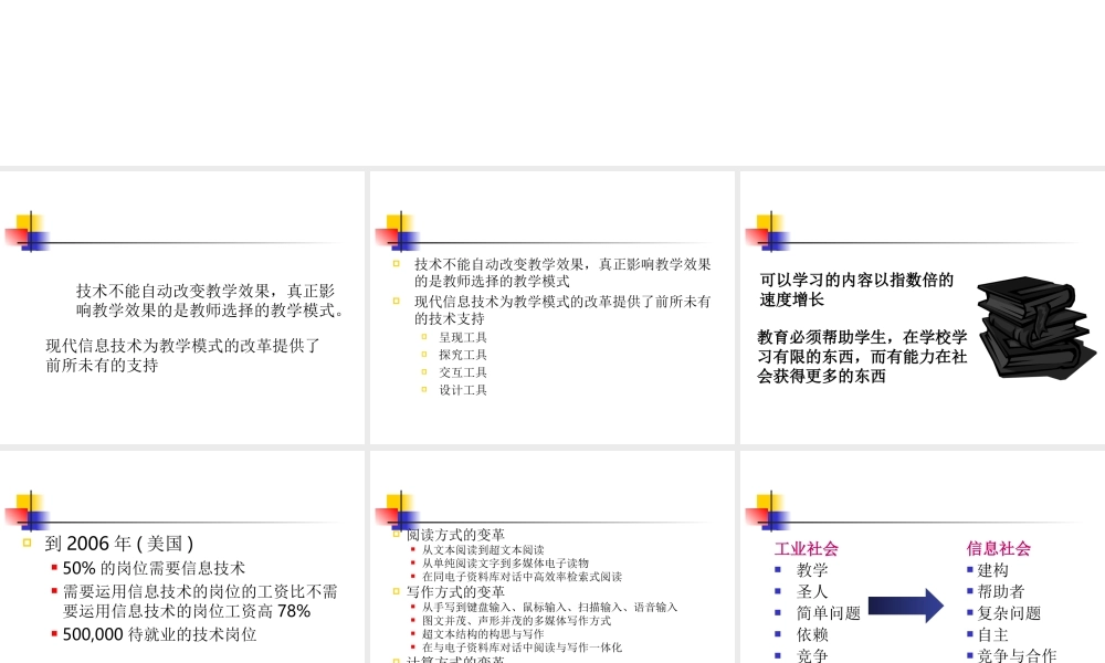 信息技术支持下传统课堂教学模式的改革q79l3.ppt