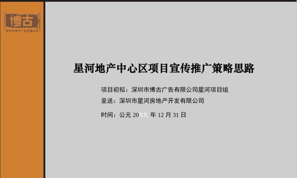 星河地产中心区项目宣传推广策略思路c4xqc.PPT