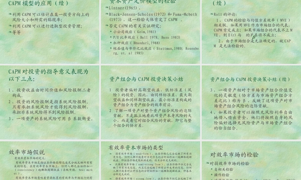 资本资产定价模型与效率市场.ppt
