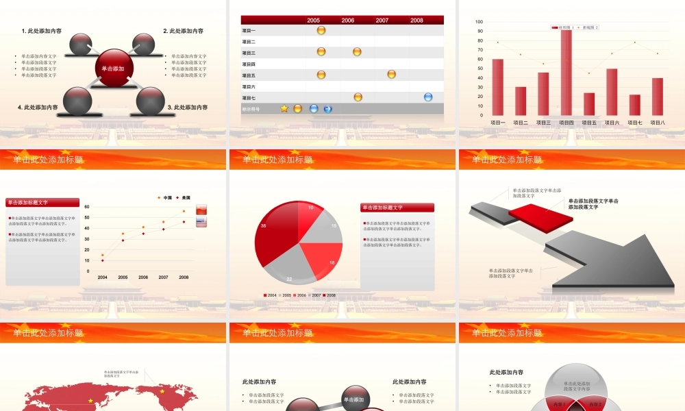 红色风格图表 .ppt