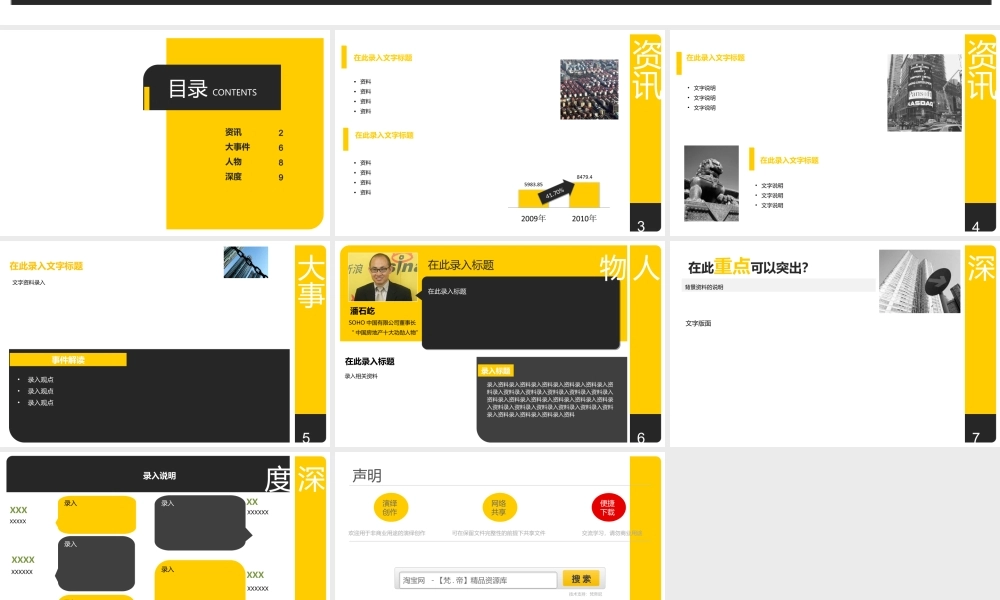 黄黑搭配的经典行业报告PPT模板.ppt