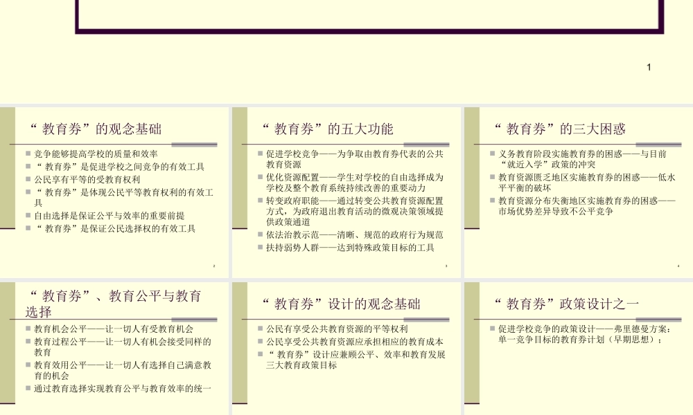 教育券的观念基础与政策设计.ppt
