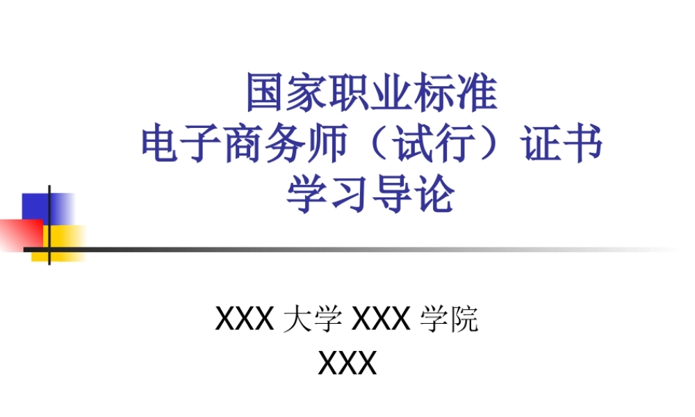 电子商务师证书学习导论.ppt