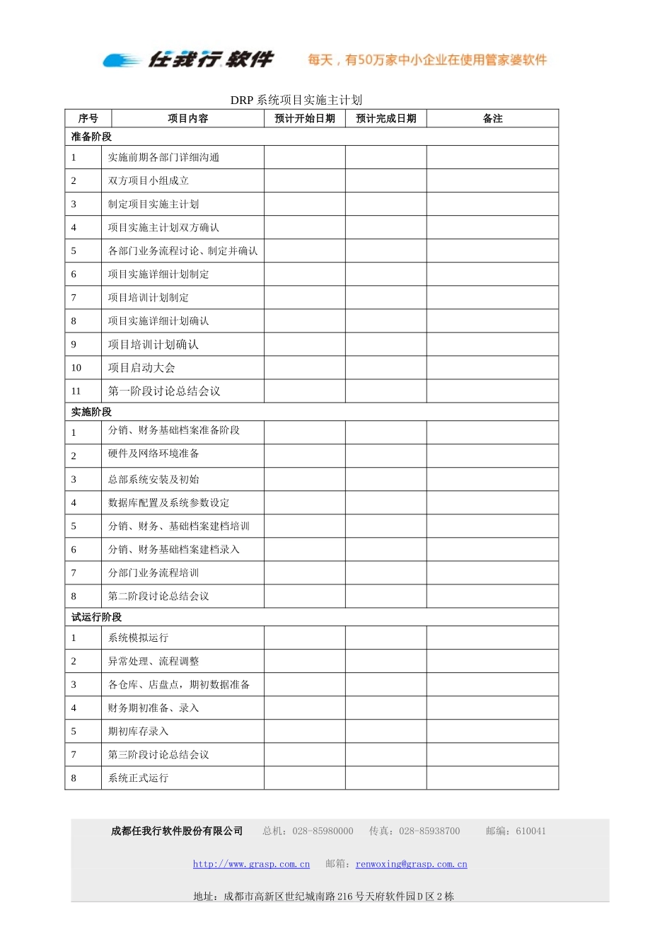 DRP系统项目实施主计划.doc_第1页