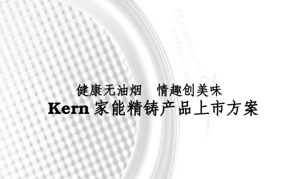 Kern家能精铸产品上市方案.ppt