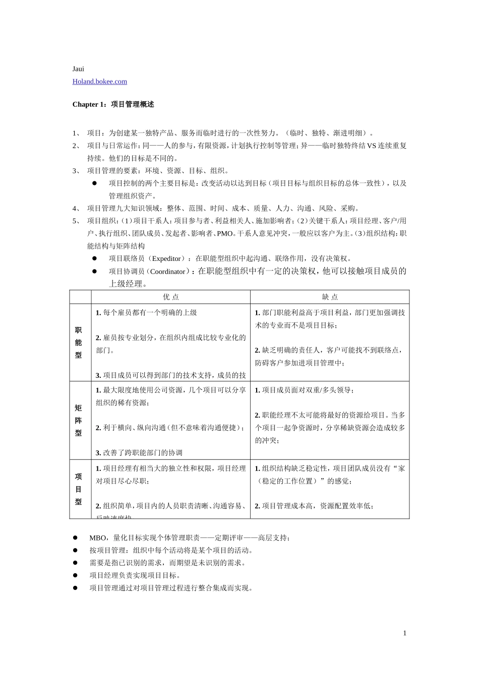 PMP培训要点笔记（附 PMI-isms）.doc_第1页
