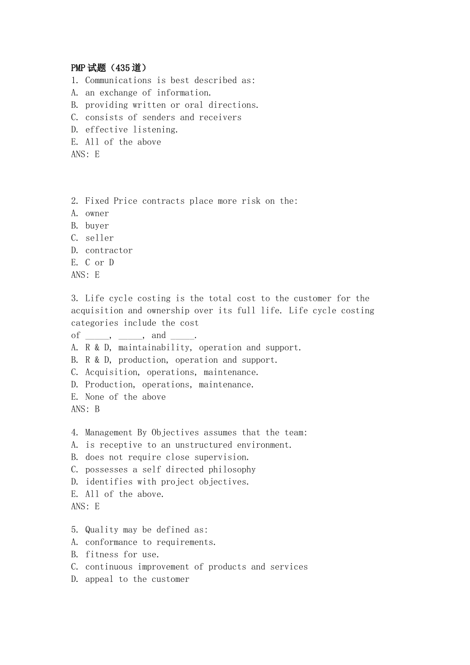 PMP试题(435道).doc_第1页