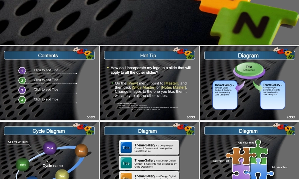 TG黑底拼图PPT模板.ppt