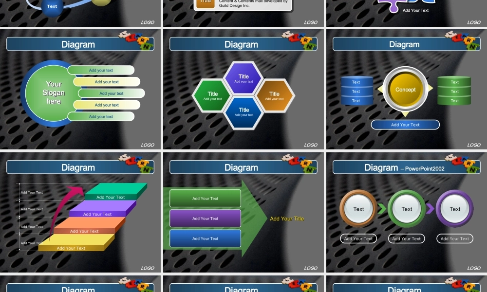 TG黑底拼图PPT模板.ppt