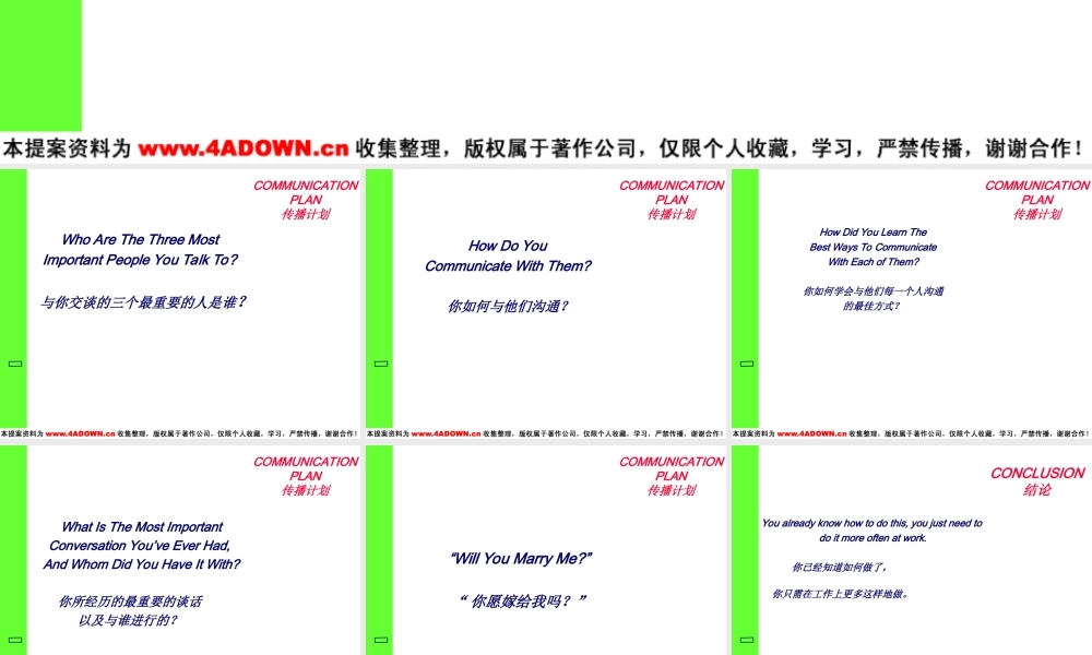 COMMUNICATION PLAN传播计划.ppt