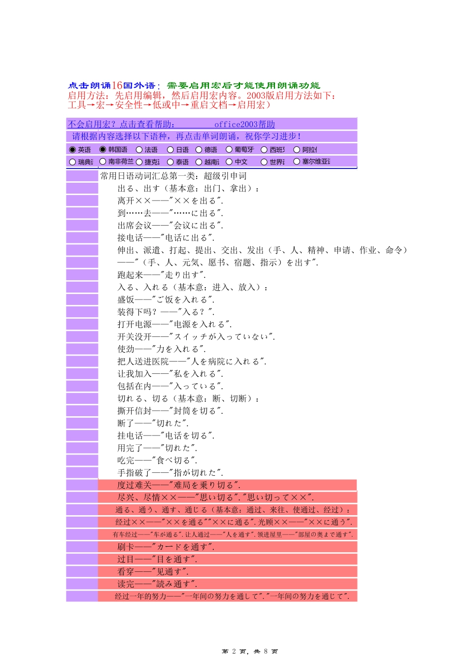 常用日语动词汇总.xls_第2页
