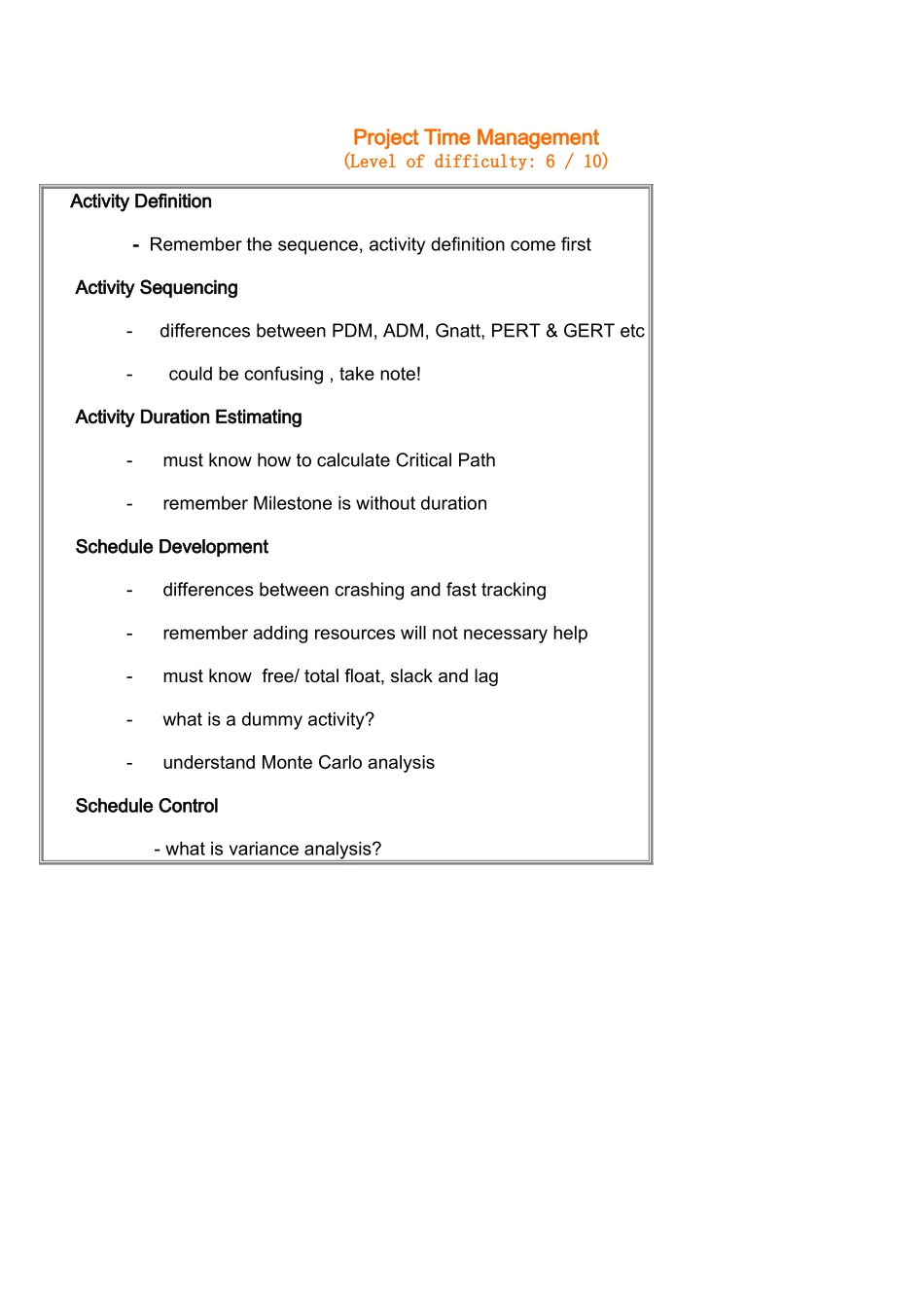 PMP项目时间管理复习要点.doc_第1页