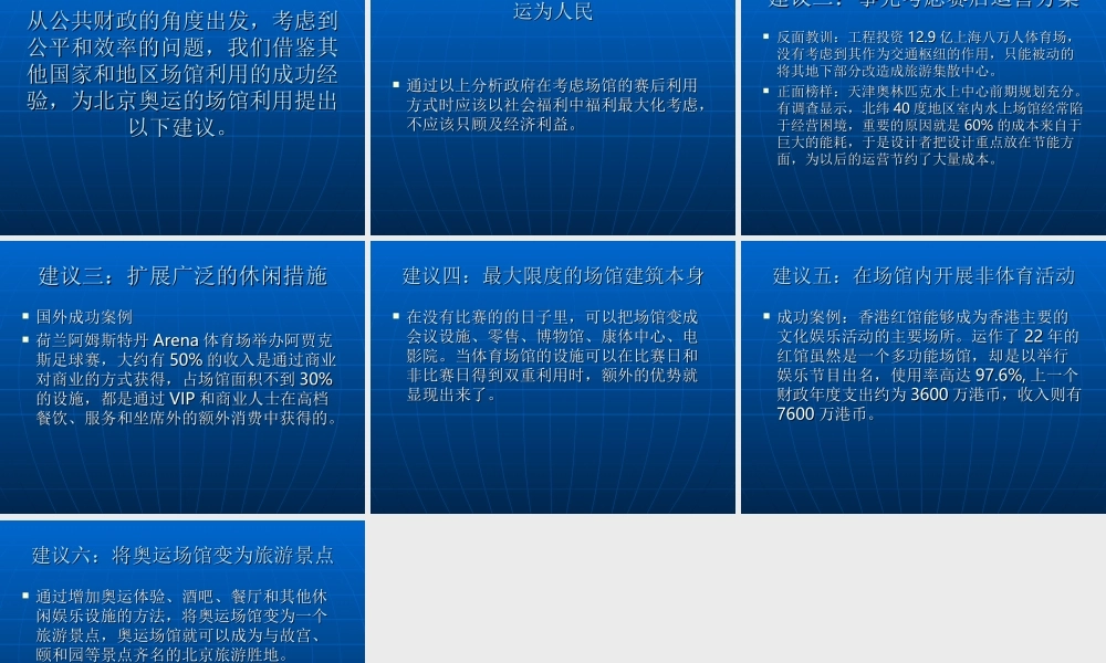 奥运会场馆的赛后利用.ppt
