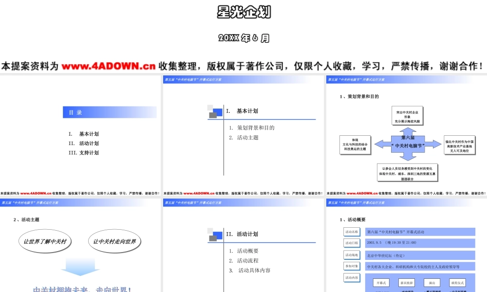 第六届“中关村电脑节”开幕式运行方案.ppt