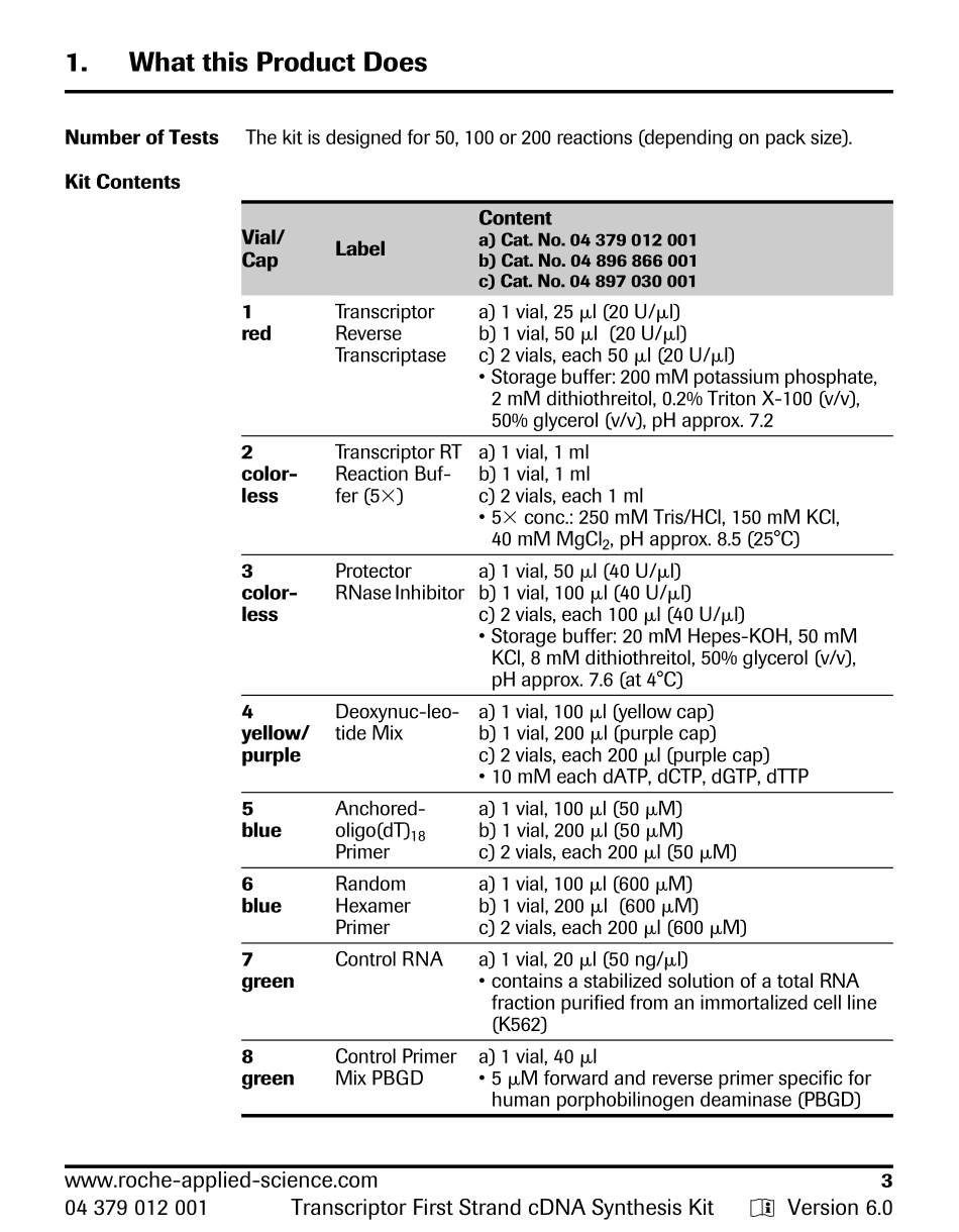Roche Transcriptor First Strand cDNA Synthesis Kit instruction(1).pdf_第3页