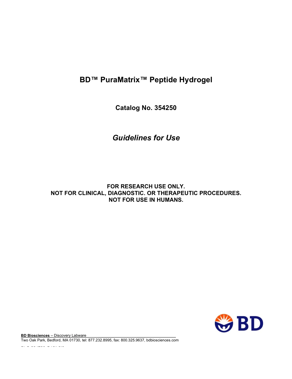 PuraMatrix™ Peptide Hydrogel.pdf_第1页