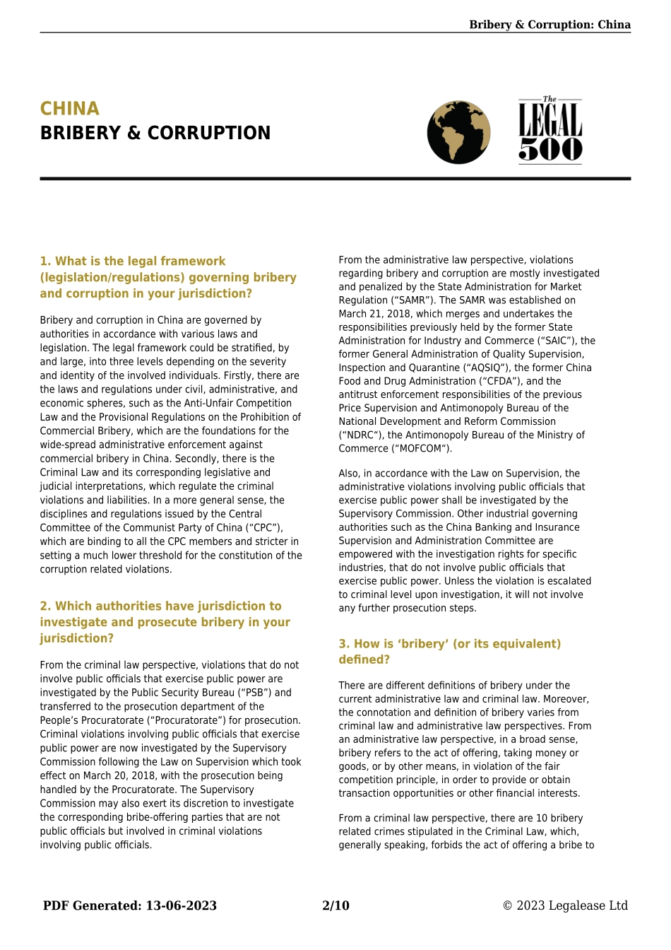 环球律师事务所-《比较法律指南：反贿赂与反腐败（第六版）》中国篇（英）-10页-WN6.pdf_第3页