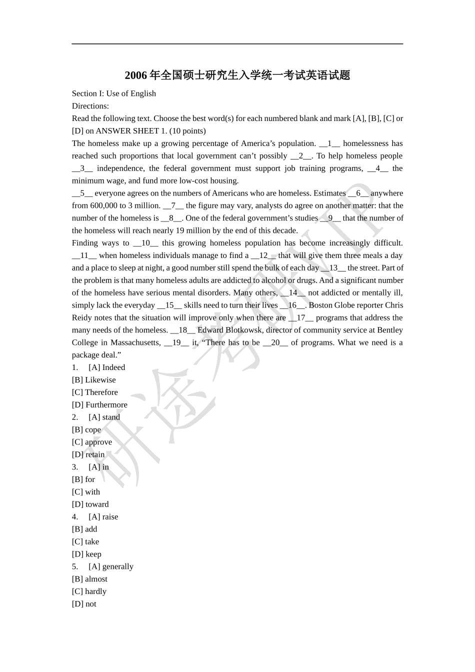 2006年考研英语真题及答案.docx_第1页