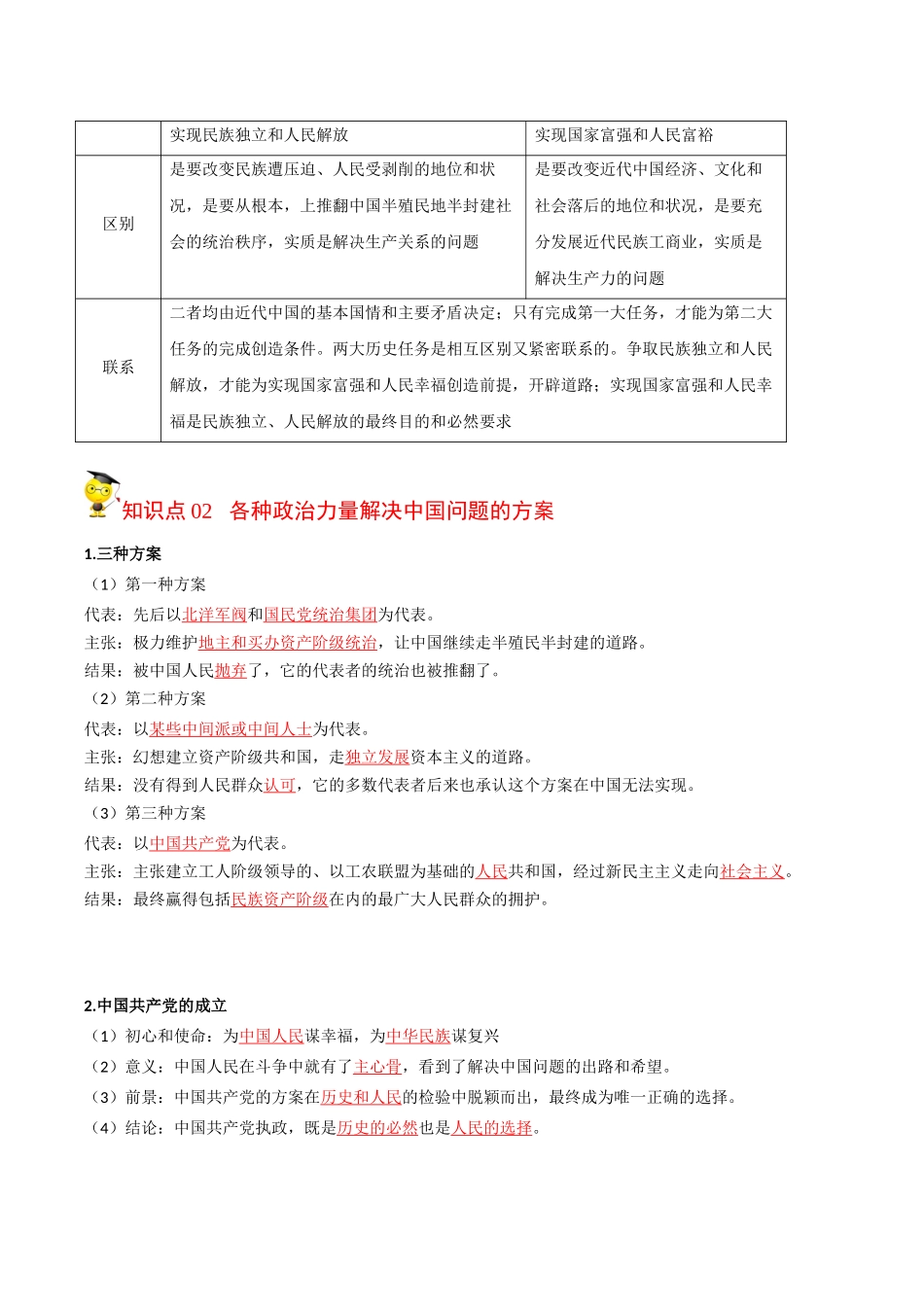 1.1中华人民共和国成立前各种政治力量（教师版）-高一政治同步精品讲义（统编版必修3）.docx_第2页