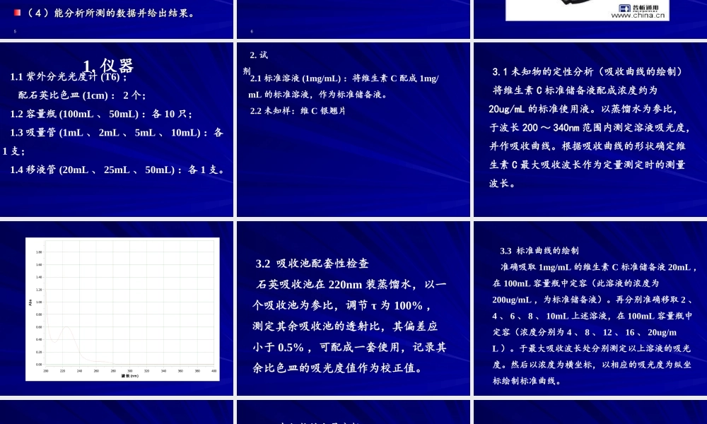 2-紫外分光光度法测定维生素c含量.ppt
