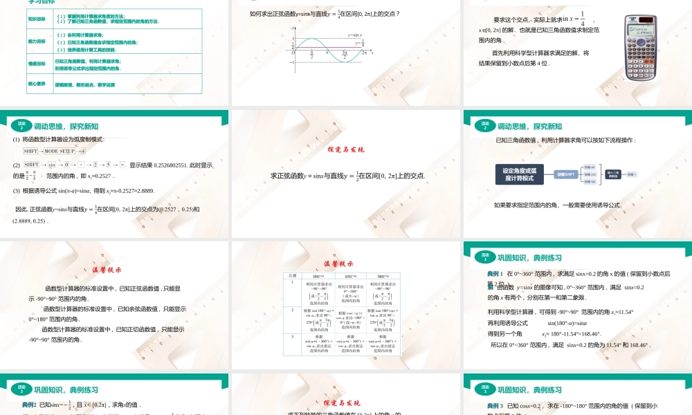 4.8 已知三角函数值求角（课件）-（2课时）-【中职专用】高一数学同步精品课堂（高教版2021·基础模块上册）.pptx