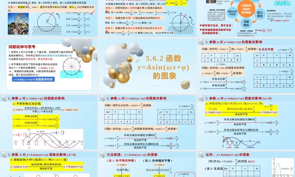 5.6 函数y=Asin(ωx+φ)(含2课时)-2022-2023学年高一数学教材配套教学精品课件（人教A版2019必修第一册).pptx