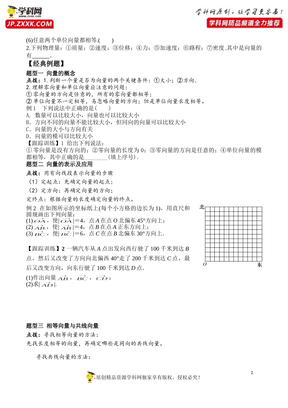 6.1 平面向量的概念-2020-2021学年高一数学新教材配套学案（人教A版2019必修第二册）.doc_第2页