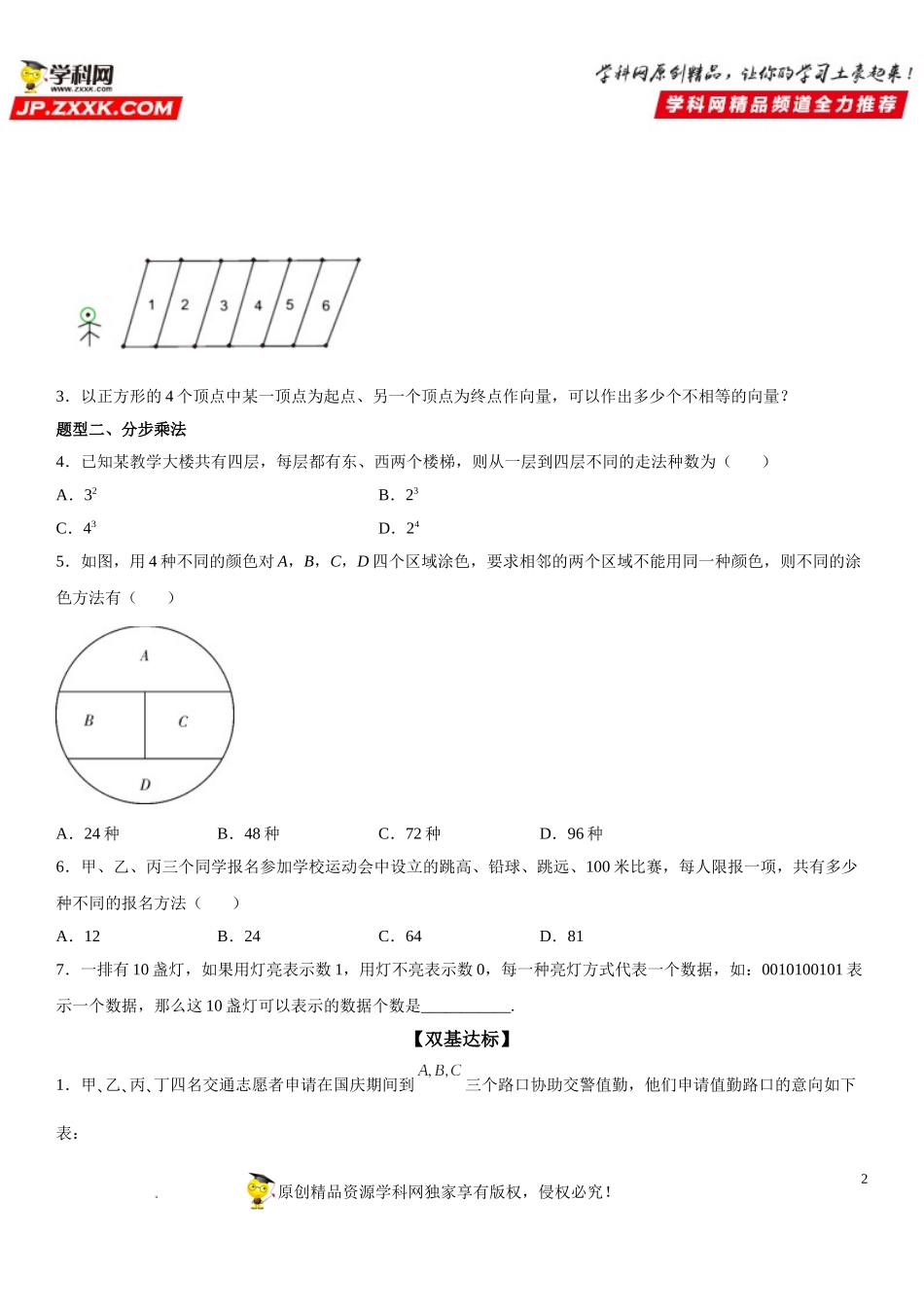6.1.1 两个计数原理及其简单应用-2021-2022学年高二数学《考点•题型 •技巧》精讲与精练高分突破（人教A版2019选择性必修第三册）.doc_第2页