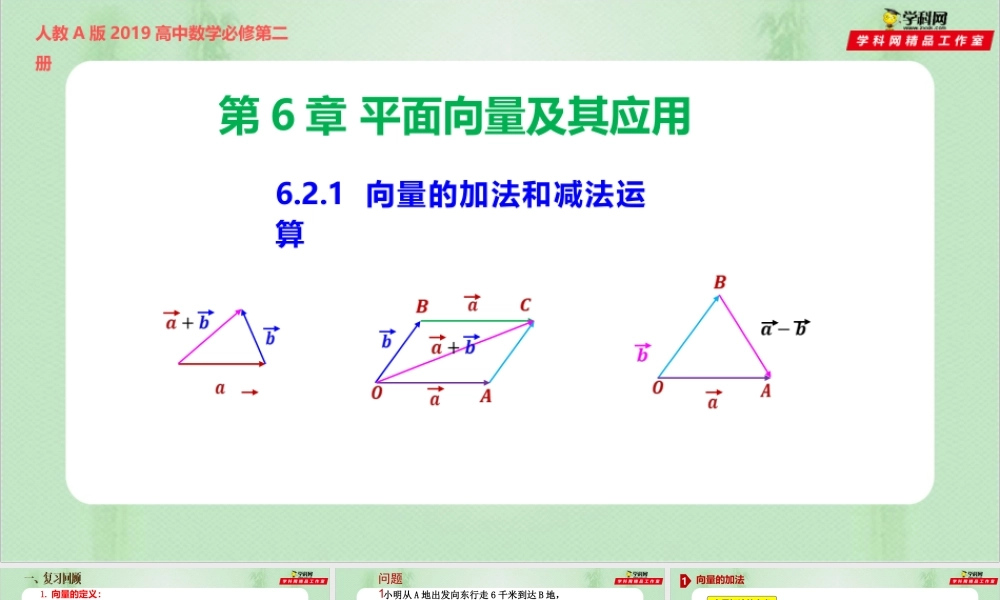 6.2.1 向量的加法和减法运算（备课件）-【上好课】2021-2022学年高一数学同步备课系列（人教A版2019必修第二册）.pptx