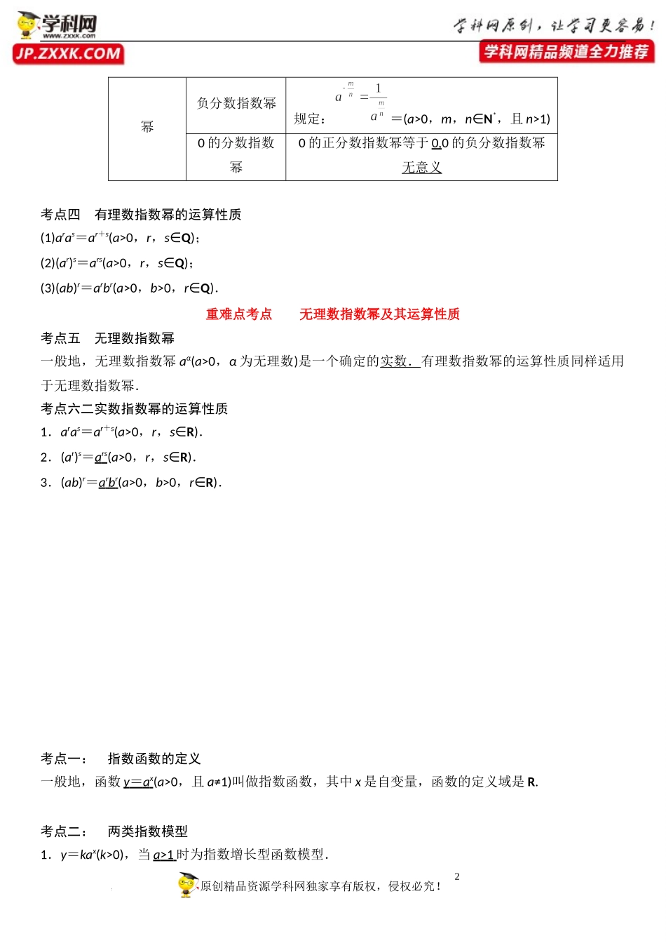 6.2 指数函数-2022-2023学年高一数学《考点•题型•技巧》精讲与精练高分突破系列（苏教版2019必修第一册）.docx_第2页
