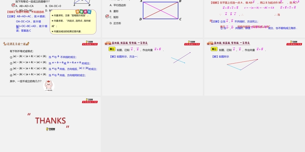 6.2.1 向量的加法和减法运算-2020-2021学年高一数学同步教学课件（人教A版2019必修第二册）.pptx