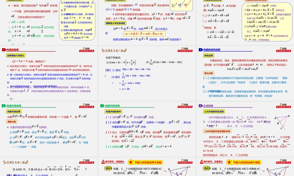 6.2.2 向量的数乘运算-2020-2021学年高一数学同步教学课件（人教A版2019必修第二册）.pptx