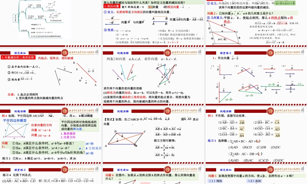 6.2.2向量的减法运算课件-2022-2023学年高一下学期数学人教A版（2019）必修第二册.pptx