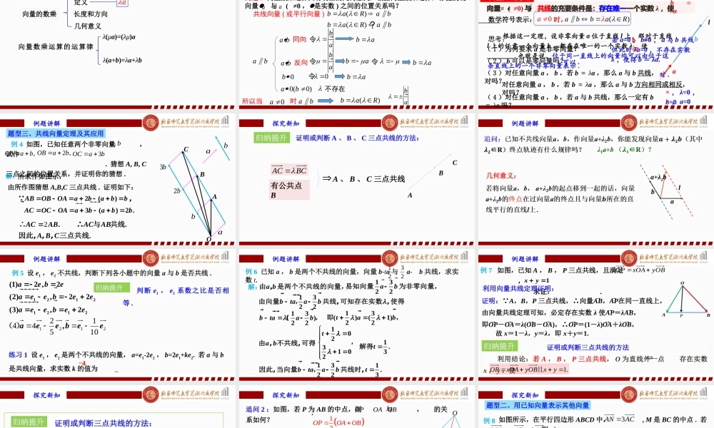 6.2.3向量的数乘运算（2）课件-2022-2023学年高一下学期数学人教A版（2019）必修第二册.pptx