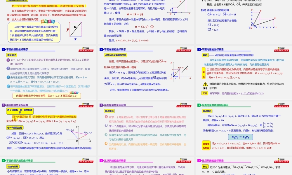 6.3.2 平面向量的正交分解、加减、数乘运算的坐标表示-2020-2021学年高一数学同步教学课件（人教A版2019必修第二册）.pptx