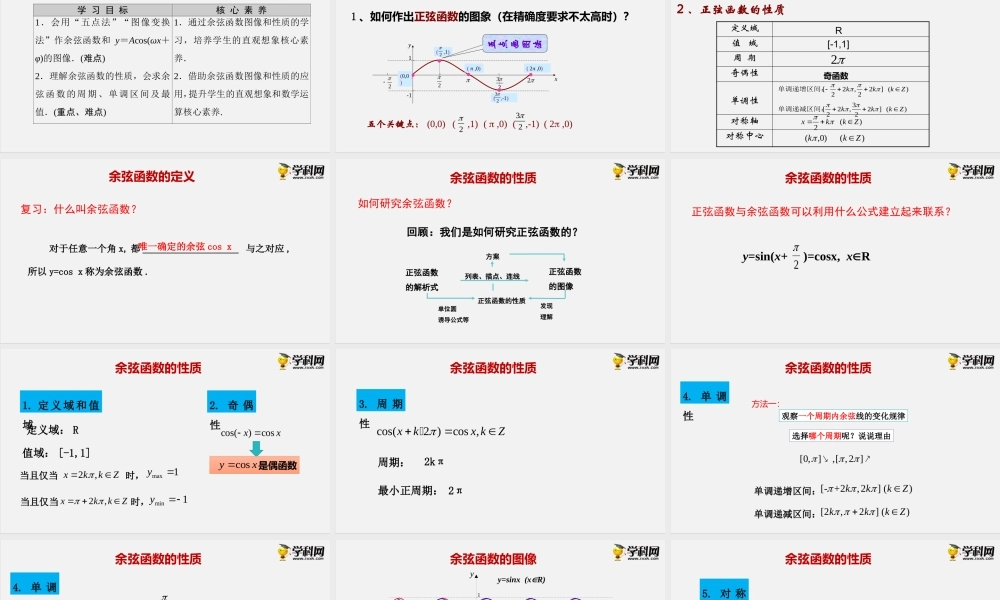 7.3.3 余弦函数的性质与图像（课件）- 2020-2021学年高一下学期数学同步精品课堂(新教材人教B版2019 必修第三册).pptx
